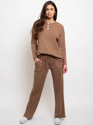 WOMEN'S 2PC LOND SLEEVE TOP AND PANTS SET