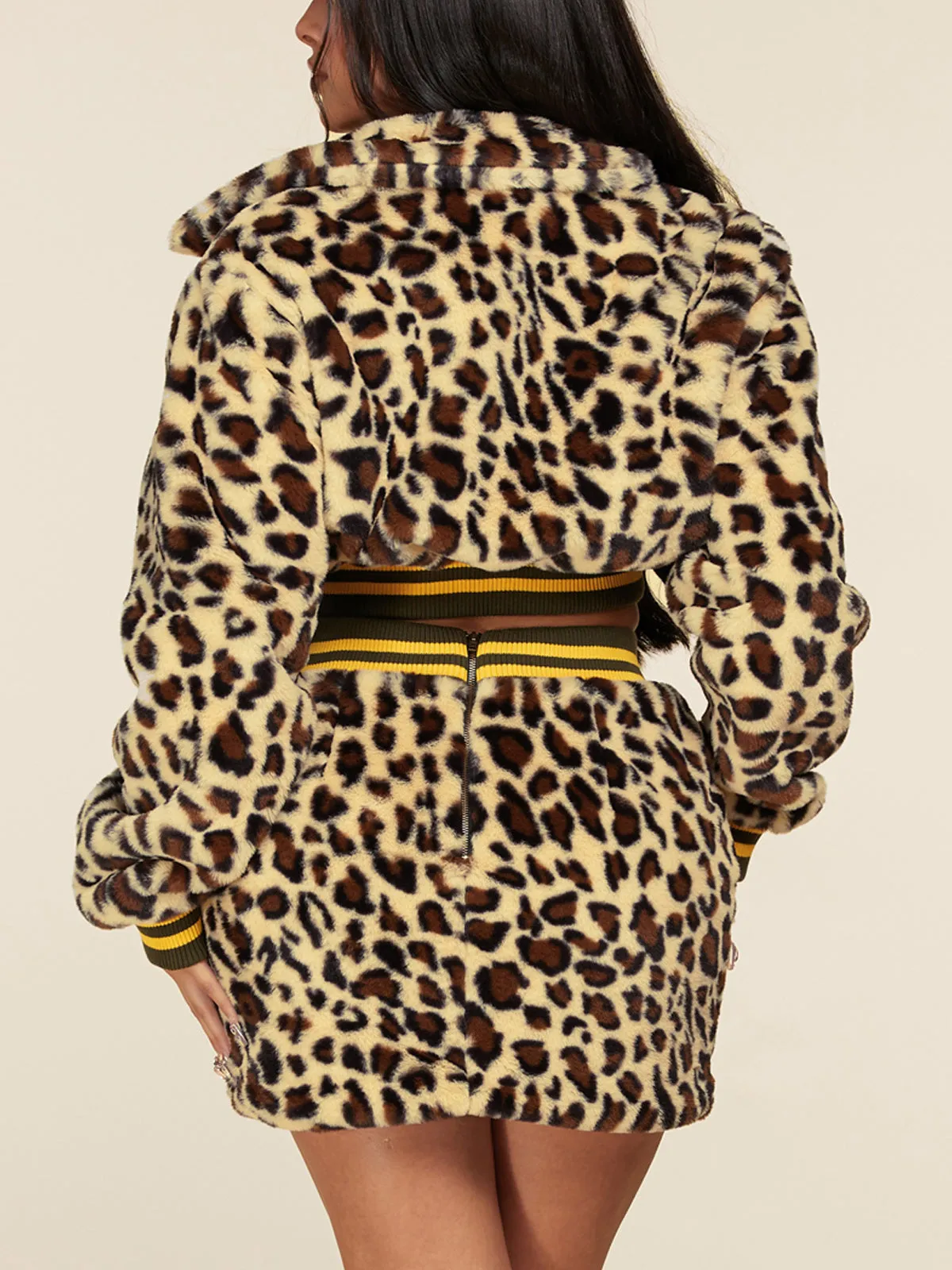 WOMEN'S 2PC. LONG SLEEVE JACKET & SKIRT ANIMAL PRINT SET