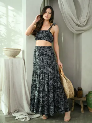 WOMEN'S 2PC. SKIRT LEAF PRINT SET