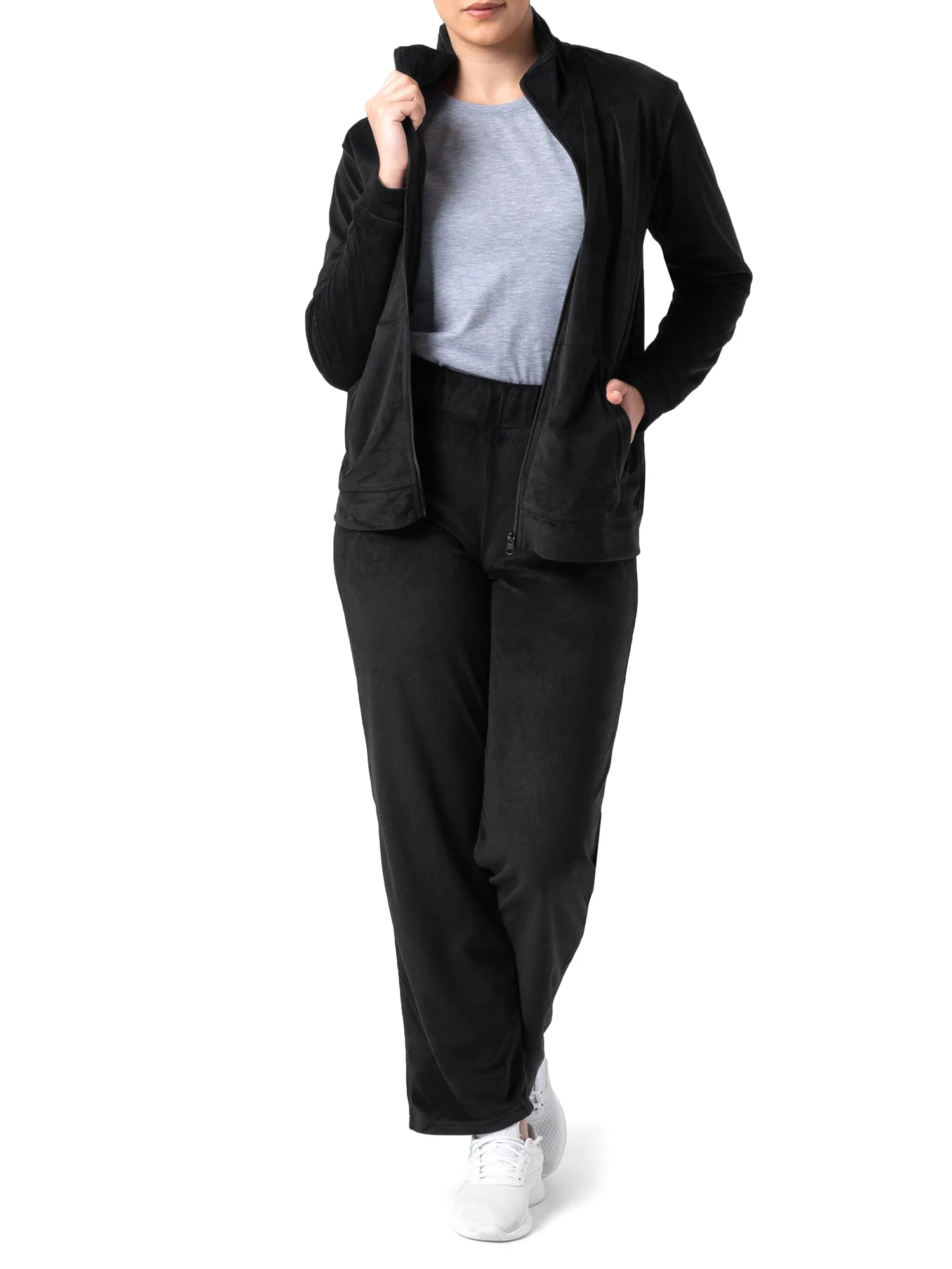 Women's Active Velour Zip-Up Track Jacket & Pants