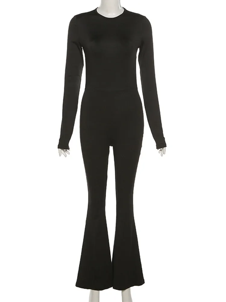 Women's Black Stretchy Bodycon Jumpsuit