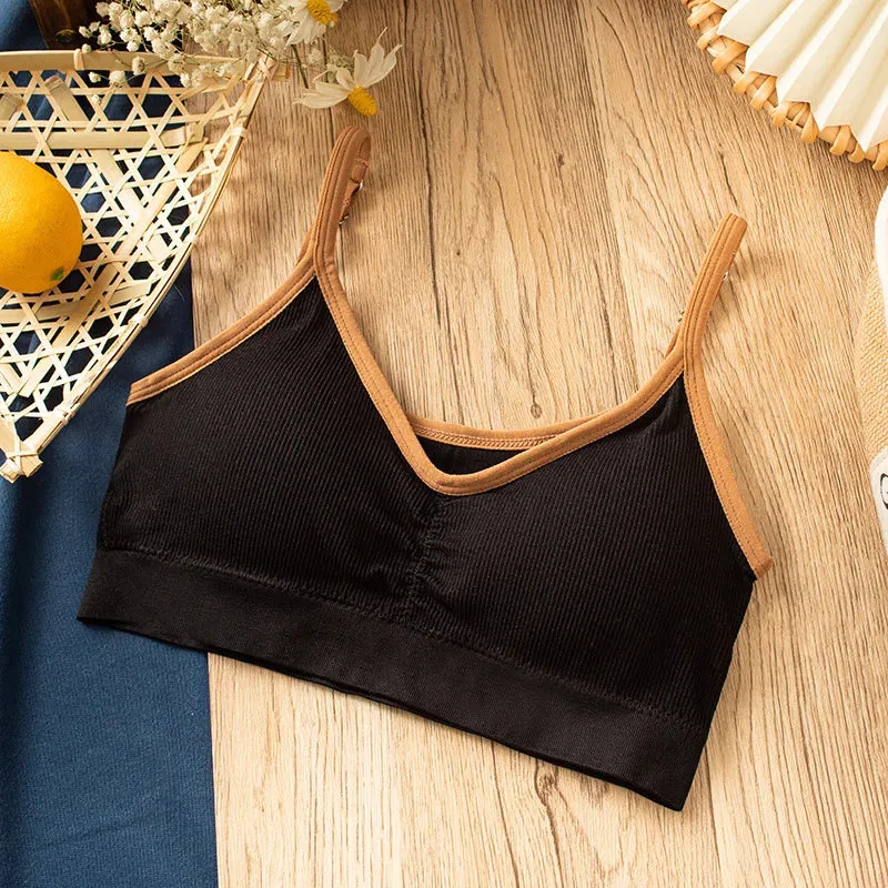 Women's Cotton Tube Top - Sexy Color Matching Bra - Fashion Sports Comfort Tank Top