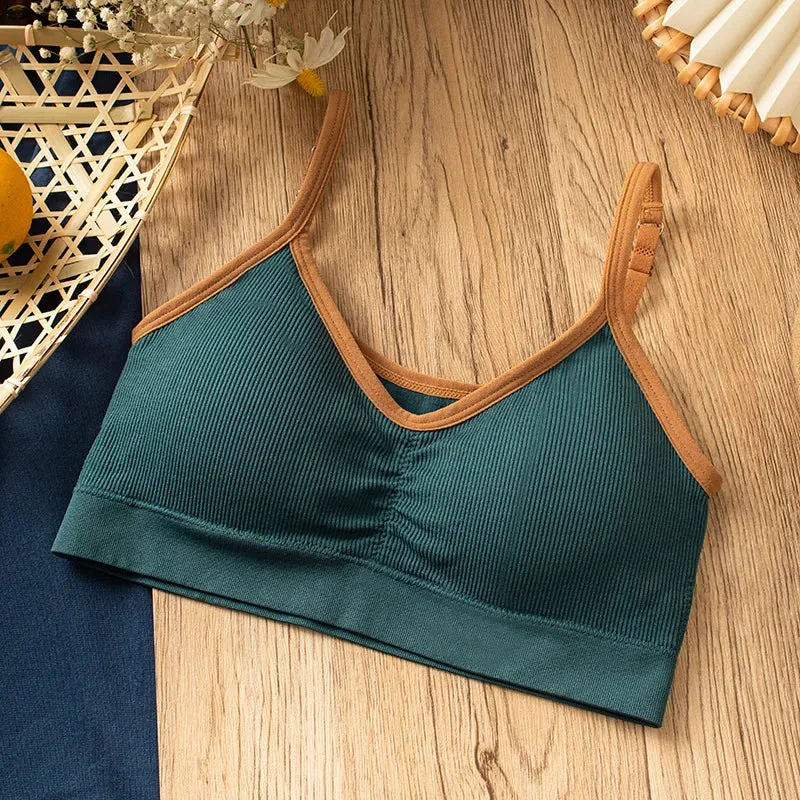 Women's Cotton Tube Top - Sexy Color Matching Bra - Fashion Sports Comfort Tank Top