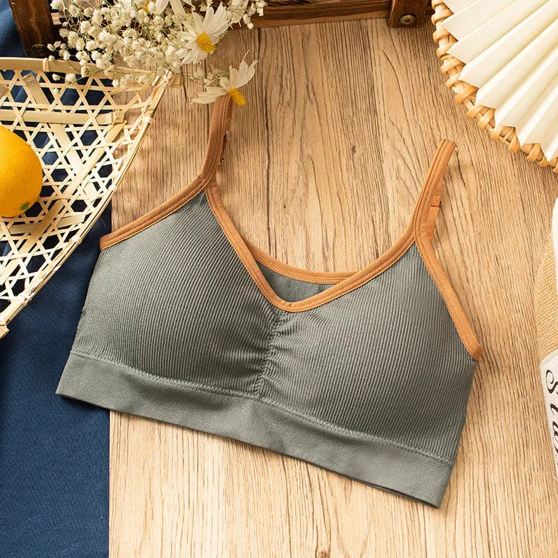 Women's Cotton Tube Top - Sexy Color Matching Bra - Fashion Sports Comfort Tank Top