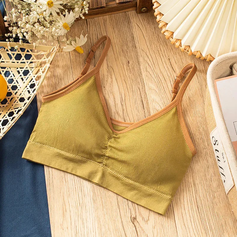 Women's Cotton Tube Top - Sexy Color Matching Bra - Fashion Sports Comfort Tank Top