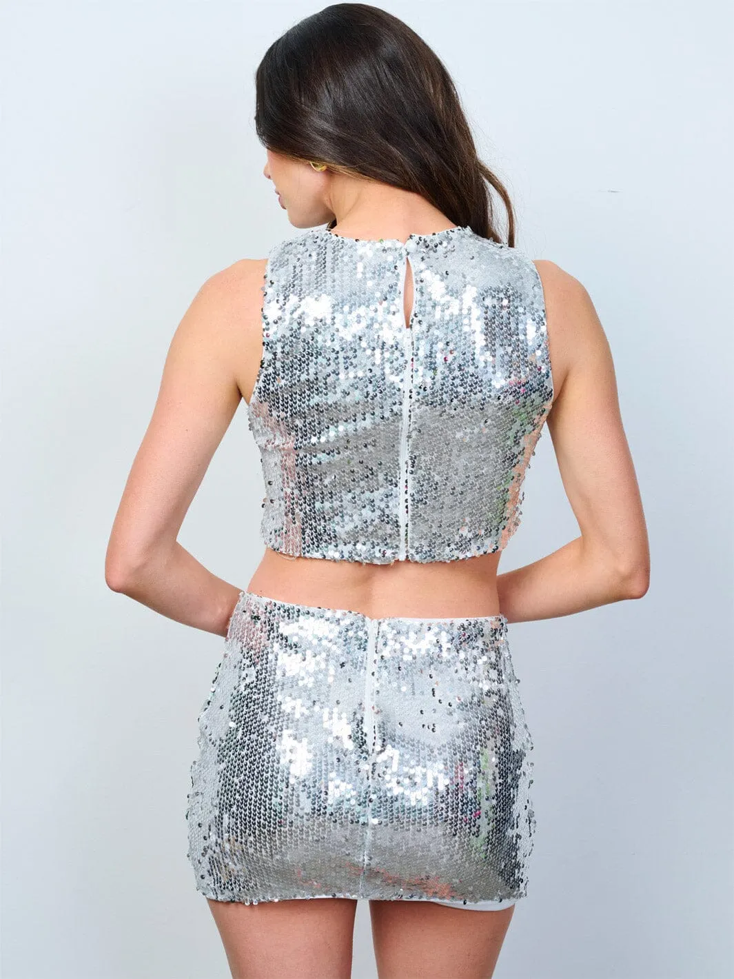 WOMEN'S CROP TOP & MINI SKIRT SEQUINS 2PC. SET