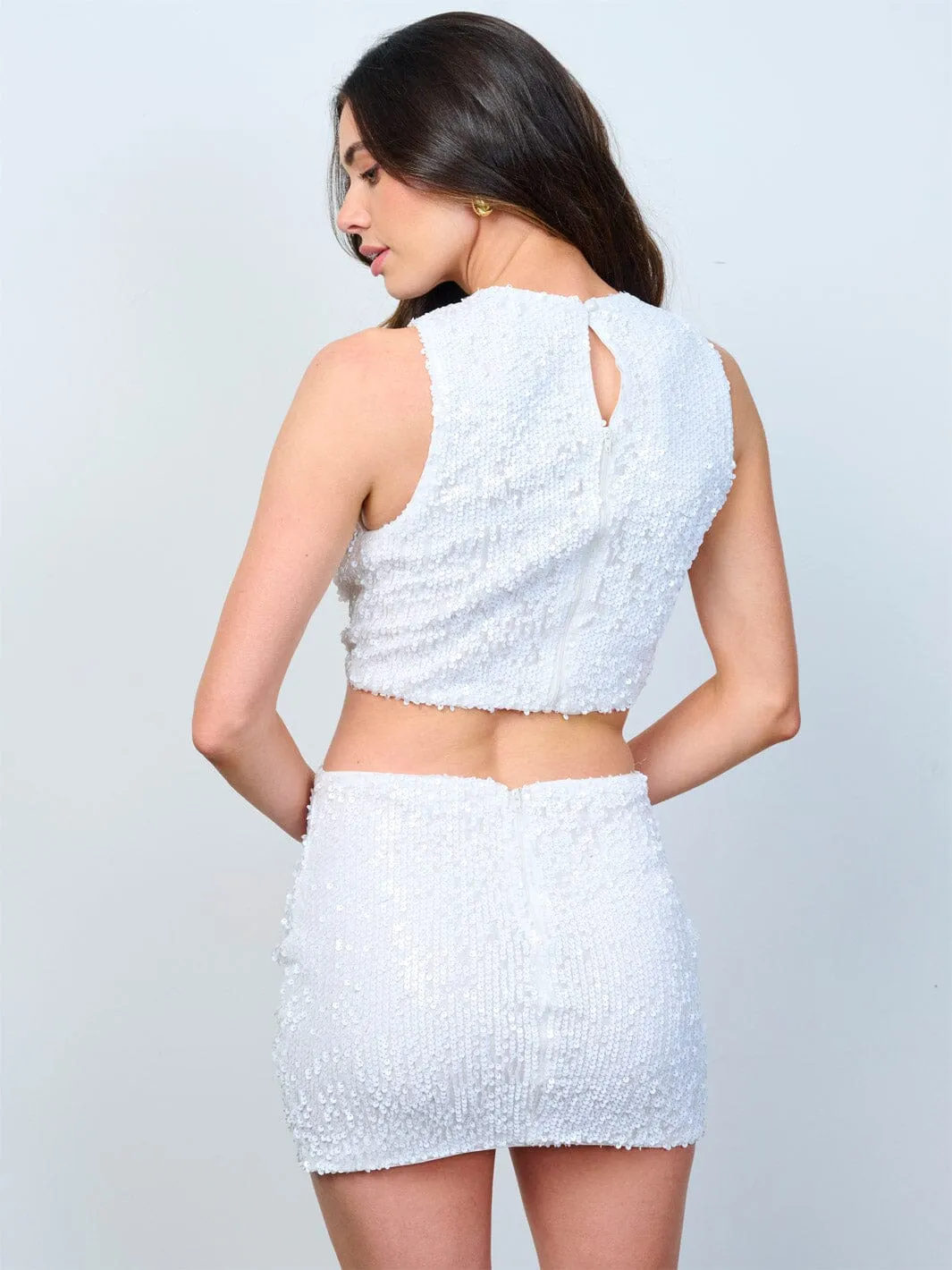 WOMEN'S CROP TOP & MINI SKIRT SEQUINS 2PC. SET