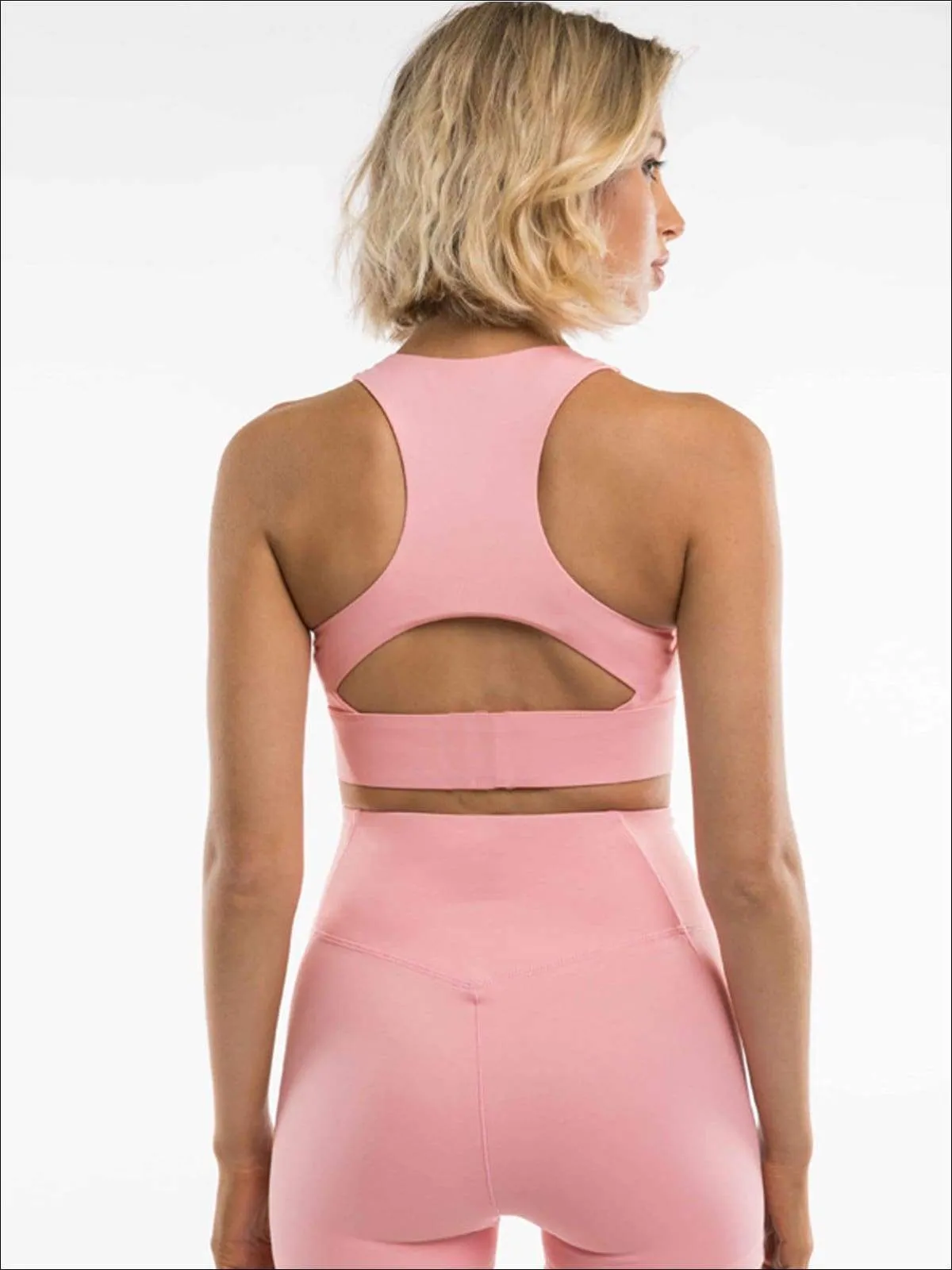 Women's Cut-Out Back Detail Sports Bra & High-Rise Leggings Set
