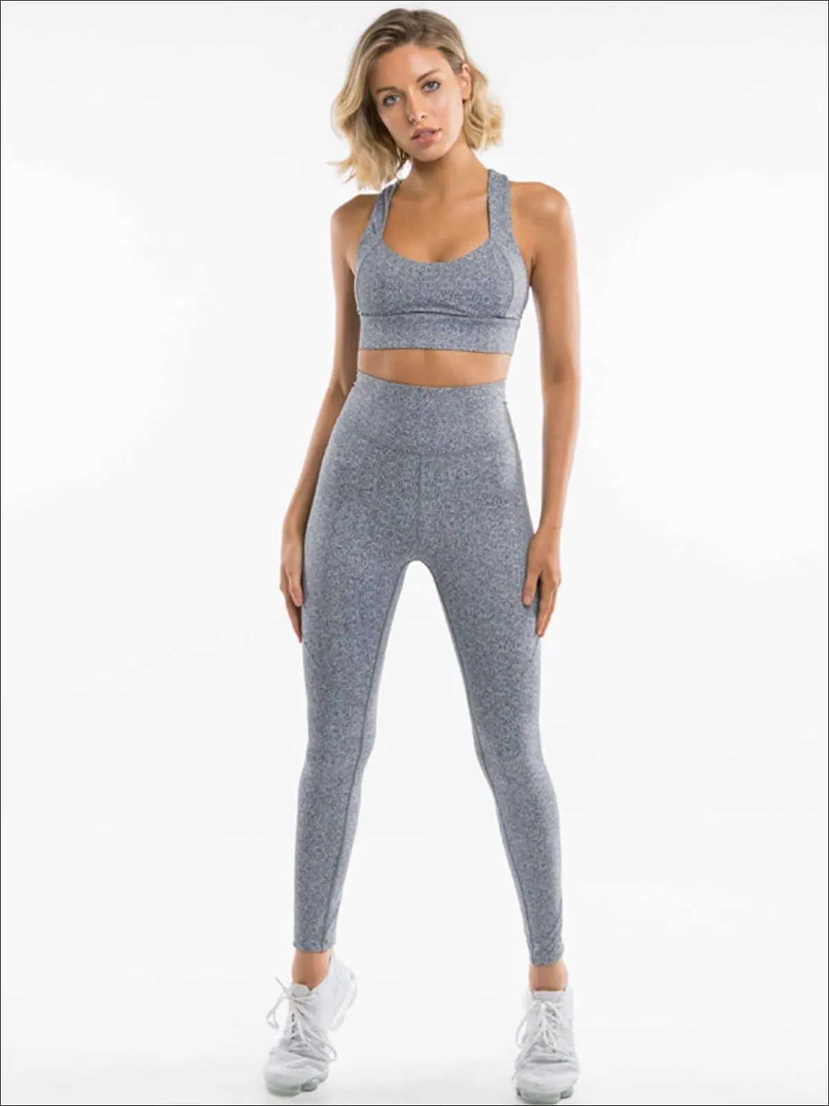 Women's Cut-Out Back Detail Sports Bra & High-Rise Leggings Set