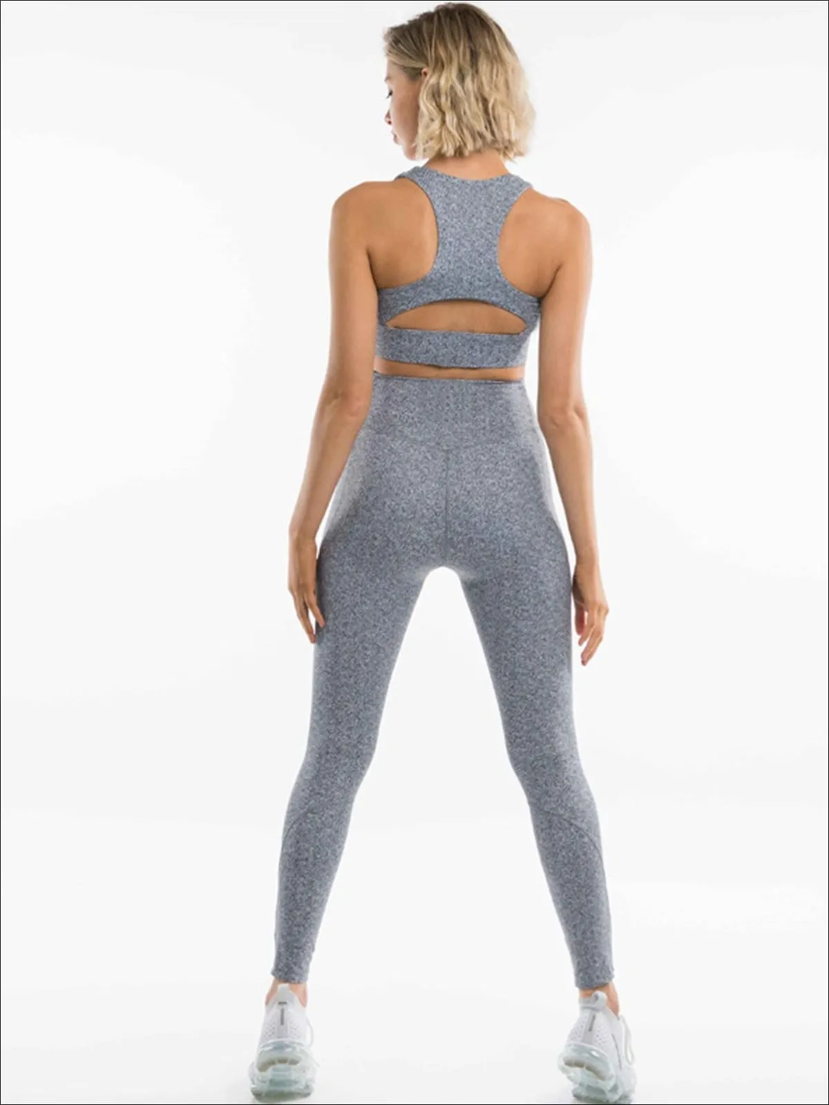 Women's Cut-Out Back Detail Sports Bra & High-Rise Leggings Set