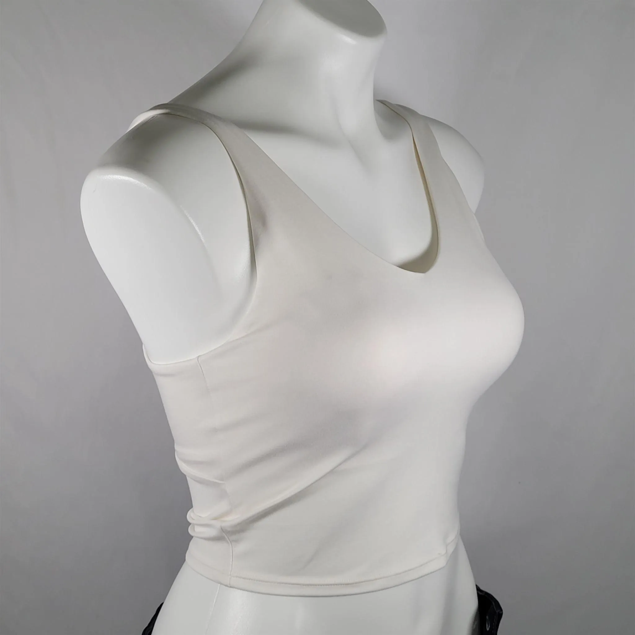 Women's Light Support V-Neck Cropped Sports Bra - White