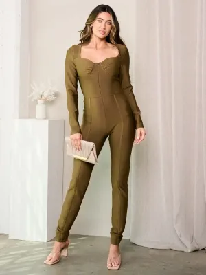 WOMEN'S LONG SLEEVE BANDAGE JUMPSUIT