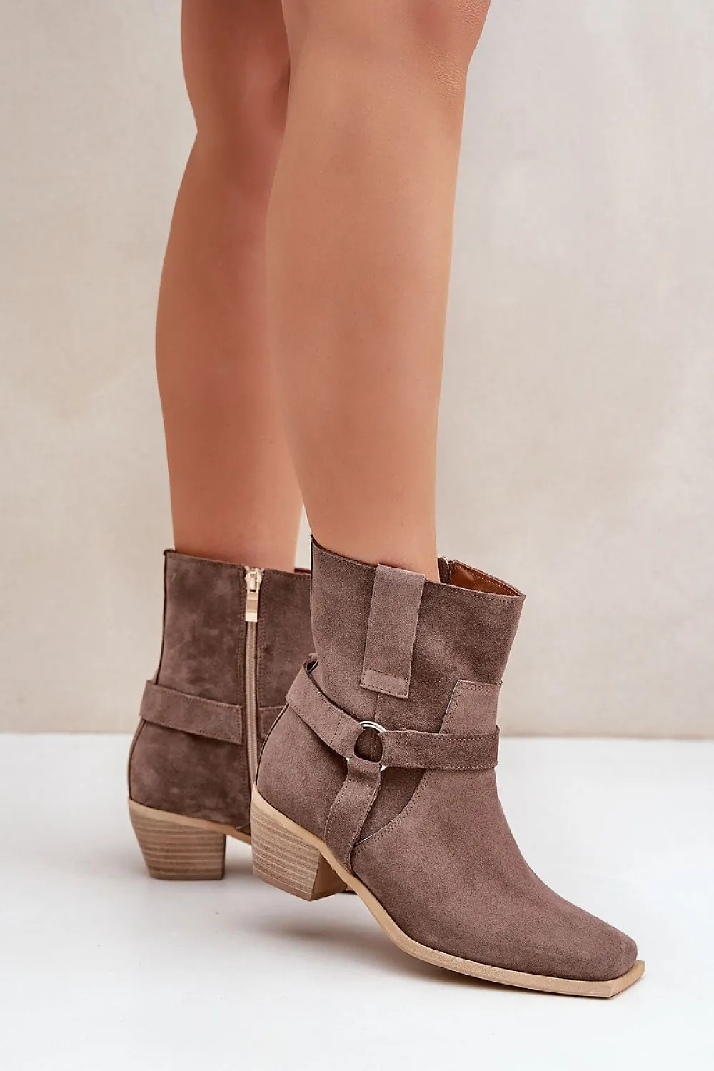 Women's natural leather stylish heel boots