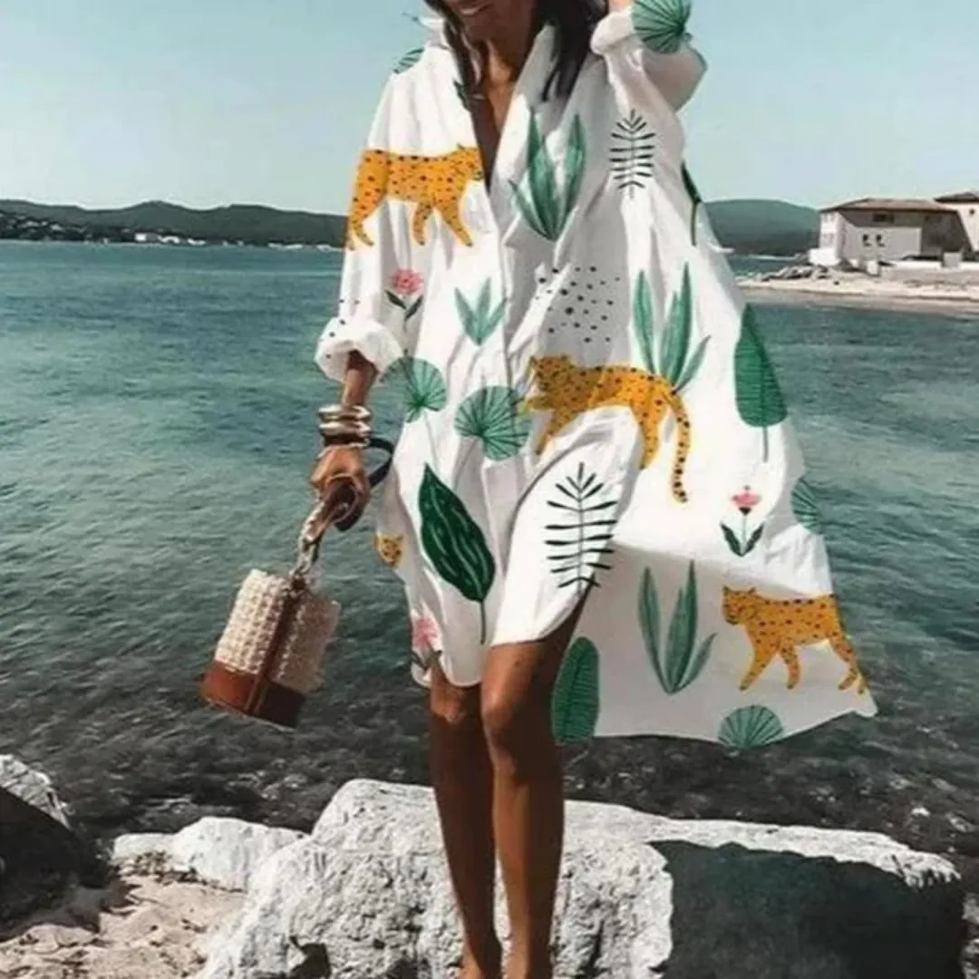 Women's Oversized Summer Shirt Dress | Midi