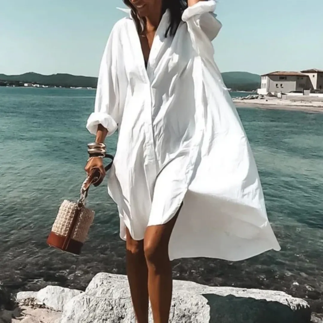 Women's Oversized Summer Shirt Dress | Midi