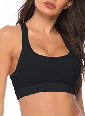 Women's Racerback High Impact Gym Fitness Excercise Sports Bras Workout Activewear Bra Black