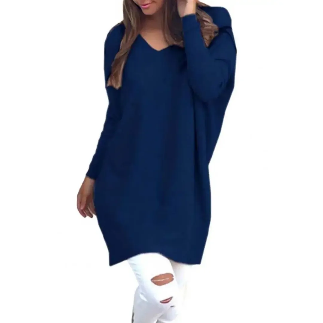 Women's Relaxed V-Neck Long Sweater | Casual
