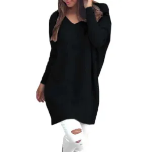 Women's Relaxed V-Neck Long Sweater | Casual