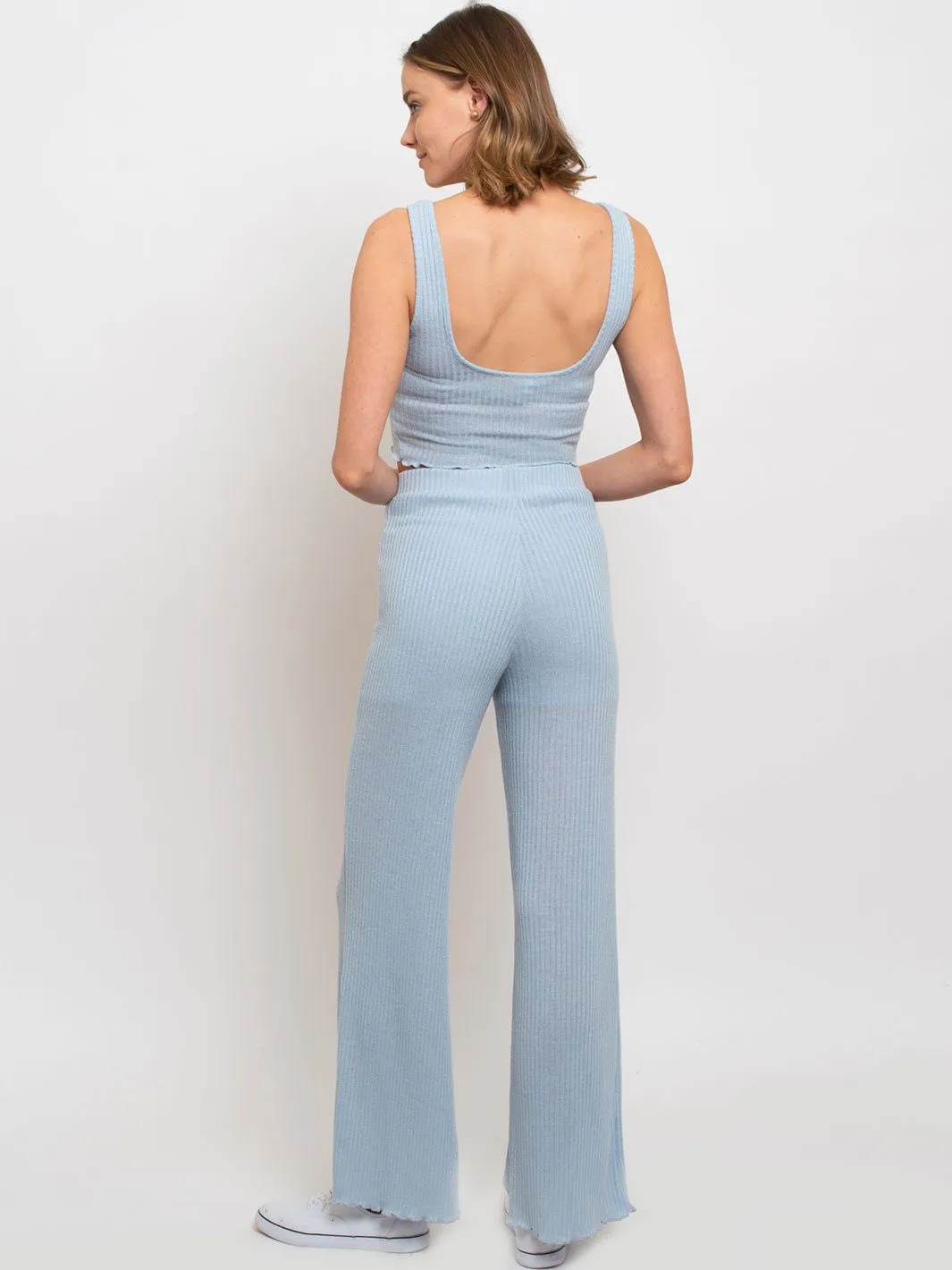 WOMEN'S RIBBED CROP TOP SET