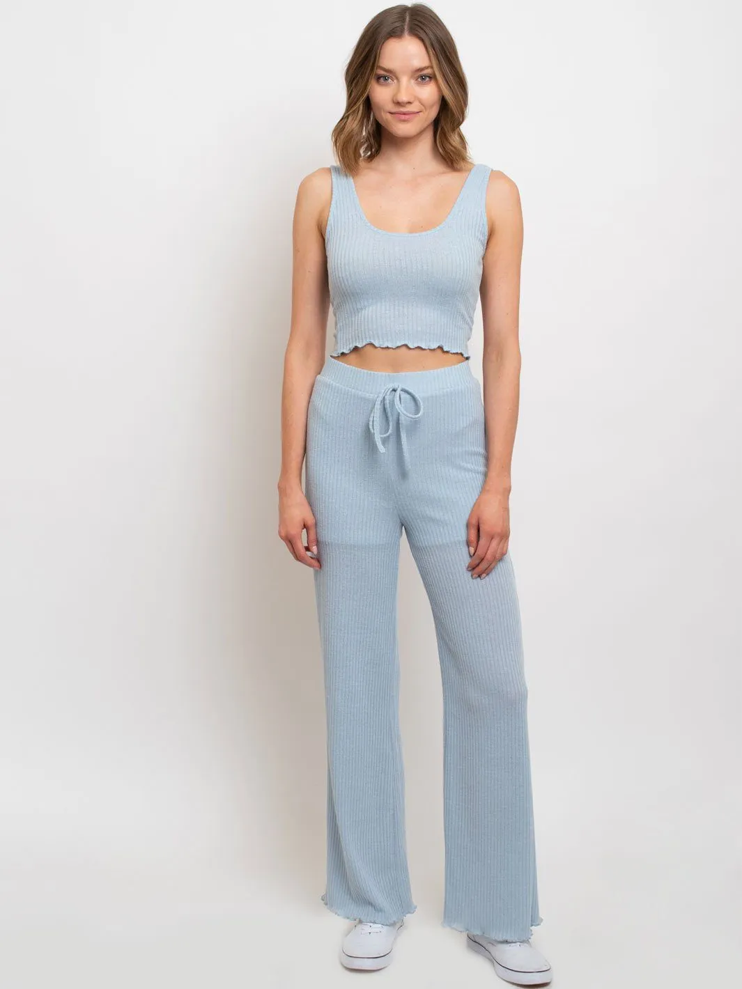 WOMEN'S RIBBED CROP TOP SET