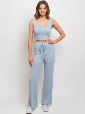 WOMEN'S RIBBED CROP TOP SET
