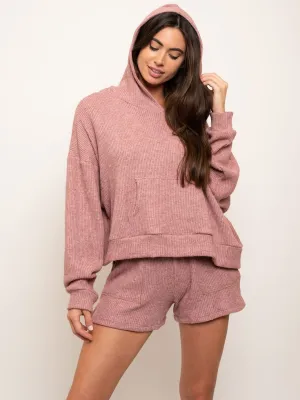 WOMEN'S WAFFLE KNIT HOODIE 2PC. SET