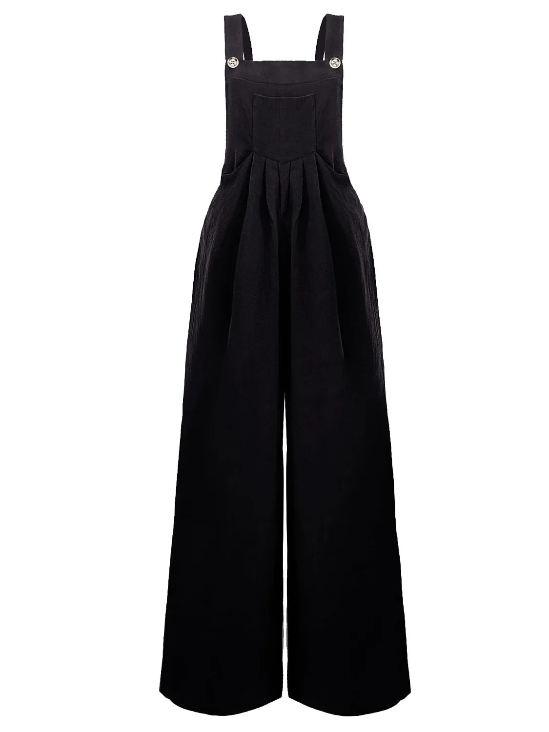 Women's XL Black Square Neck Wide Strap Overalls