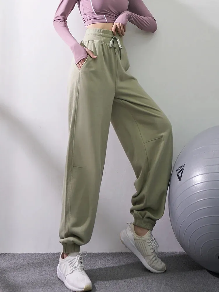 Women's Yoga Fitness Pants - Straight Casual Loose Beam Feet Wide Legs Running Slim Sports Pants