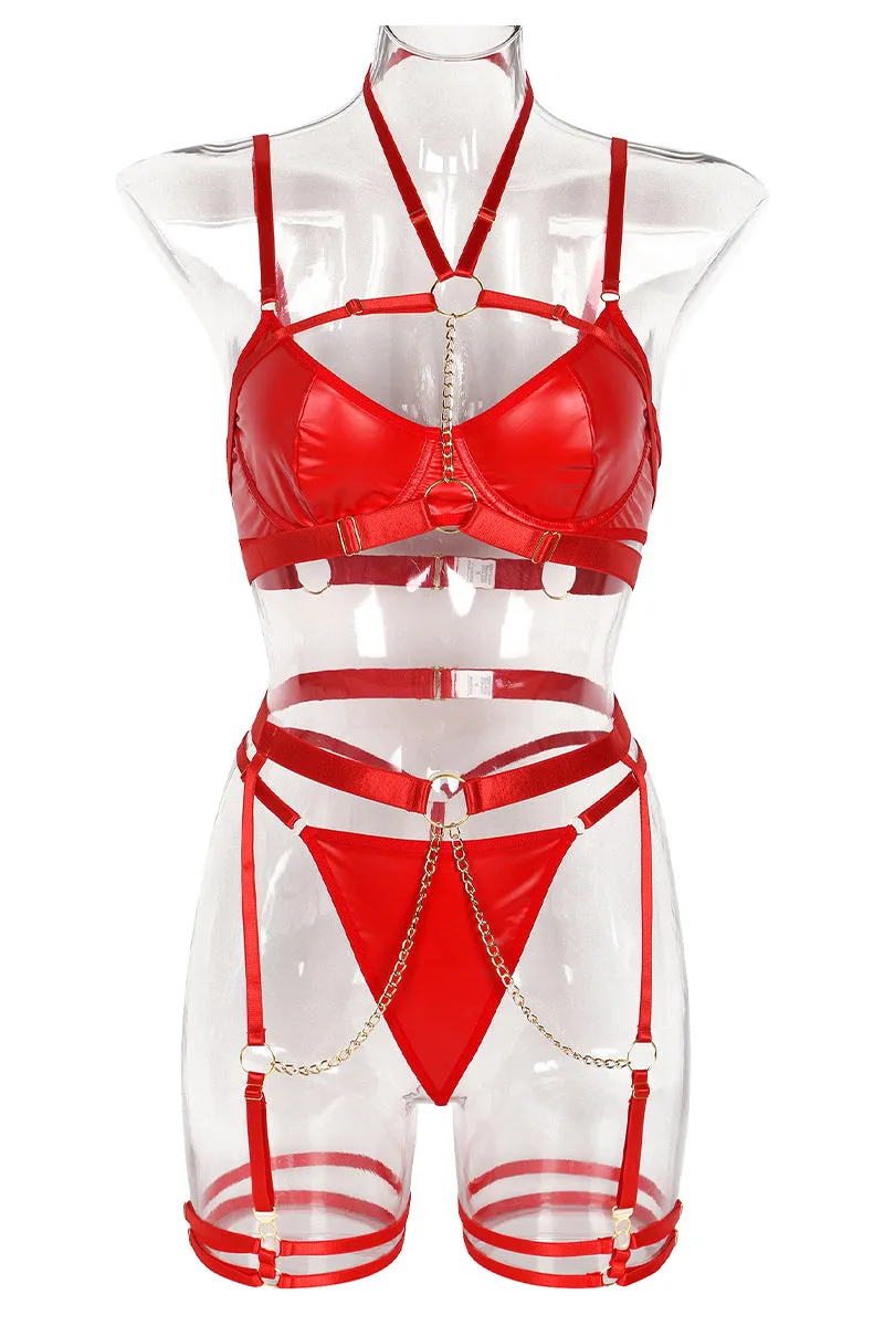 XK0355 Chains Garter Belt Lingerie Set