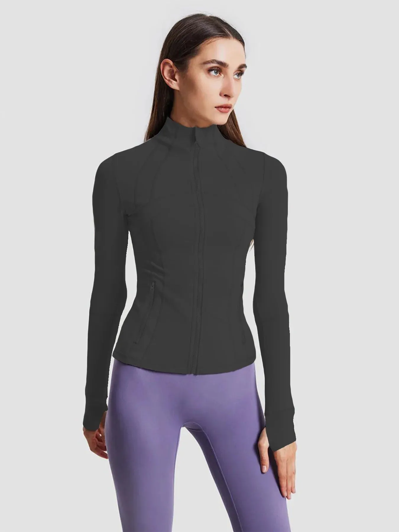 Yoga Jacket with Stand-Up Collar