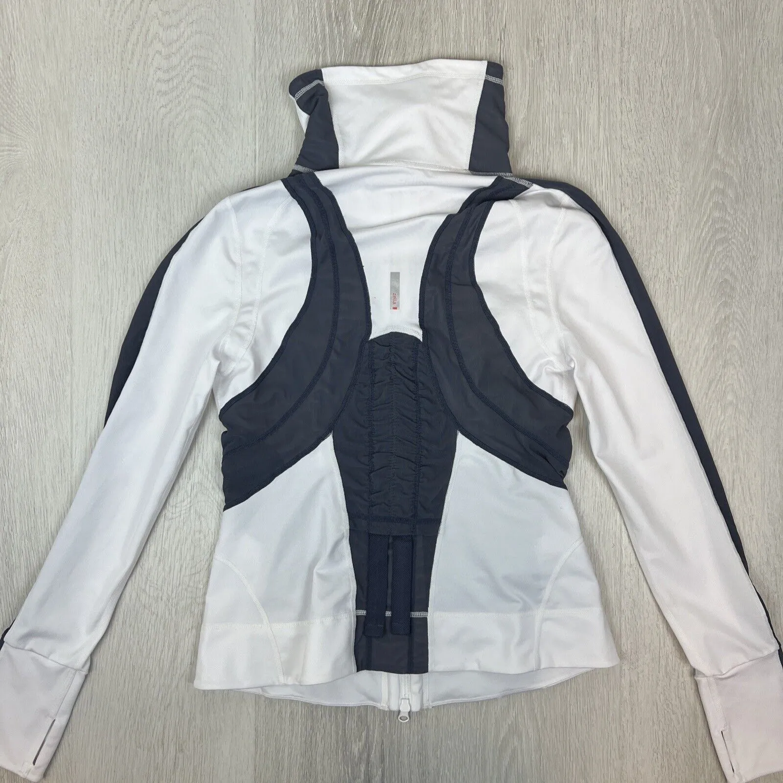 Zella Womens White Full Zip Activewear Jacket Size Medium
