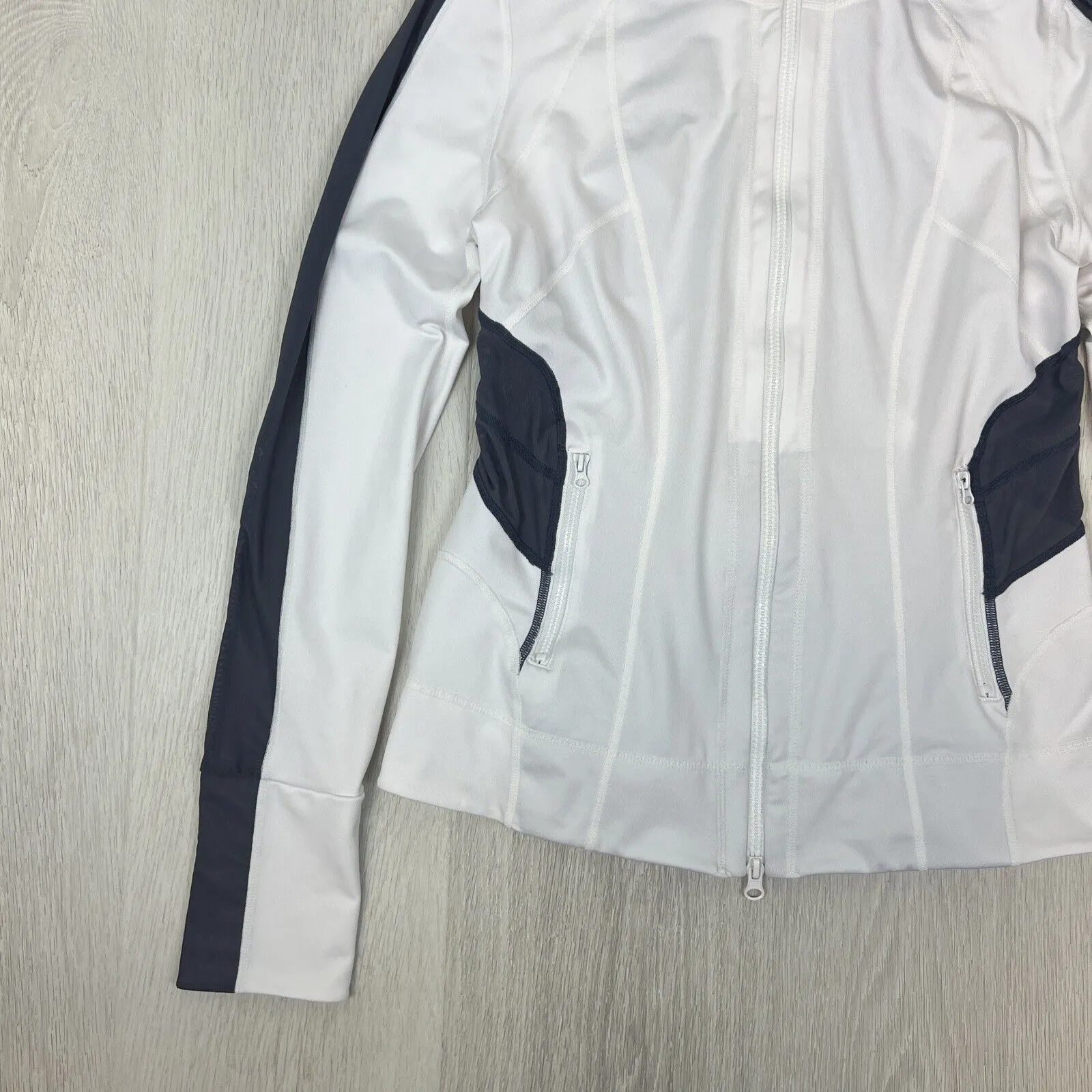 Zella Womens White Full Zip Activewear Jacket Size Medium
