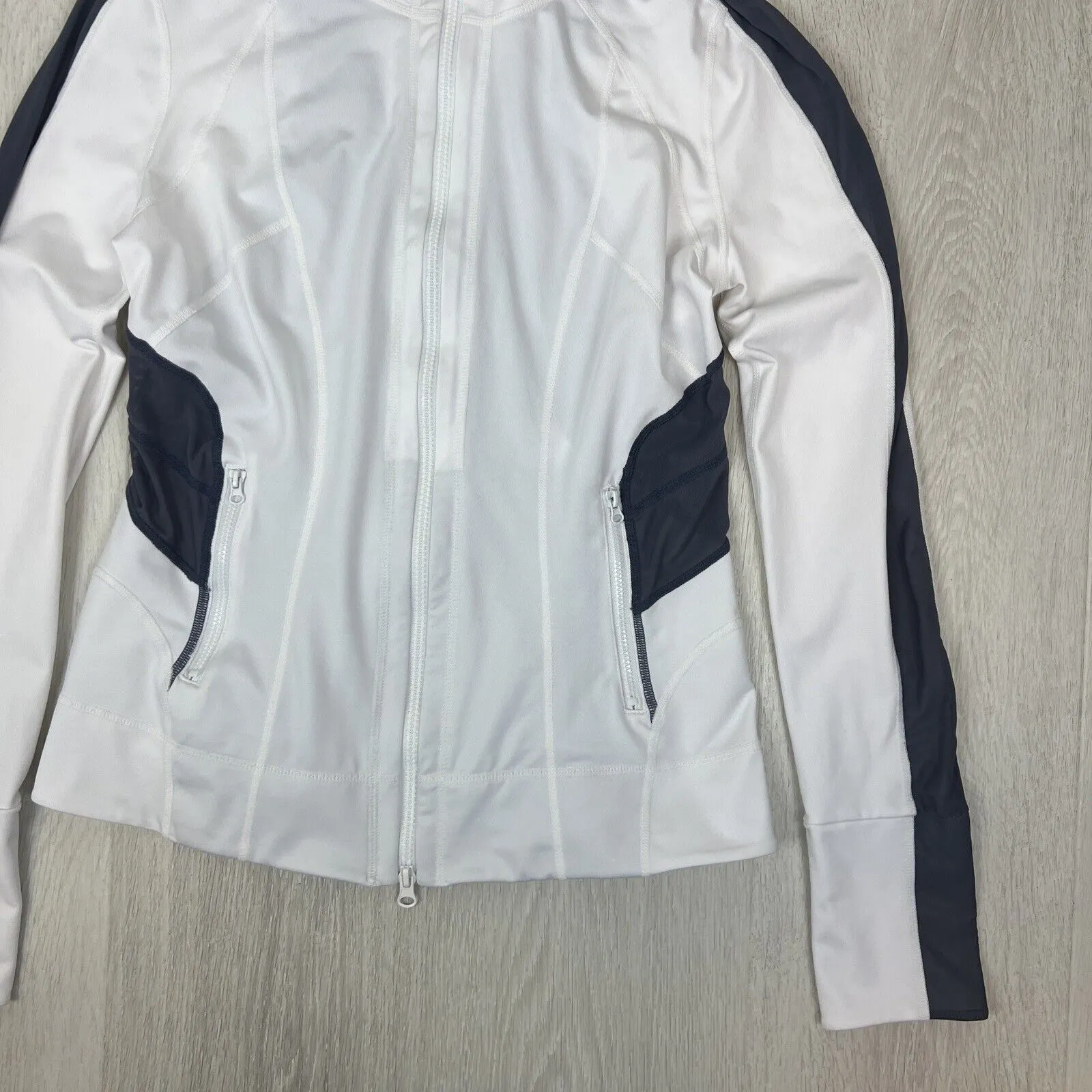 Zella Womens White Full Zip Activewear Jacket Size Medium
