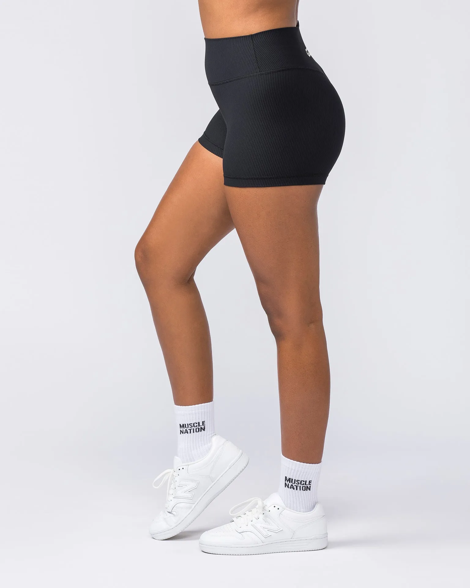 Zero Rise Rib Booty Shorts - Black