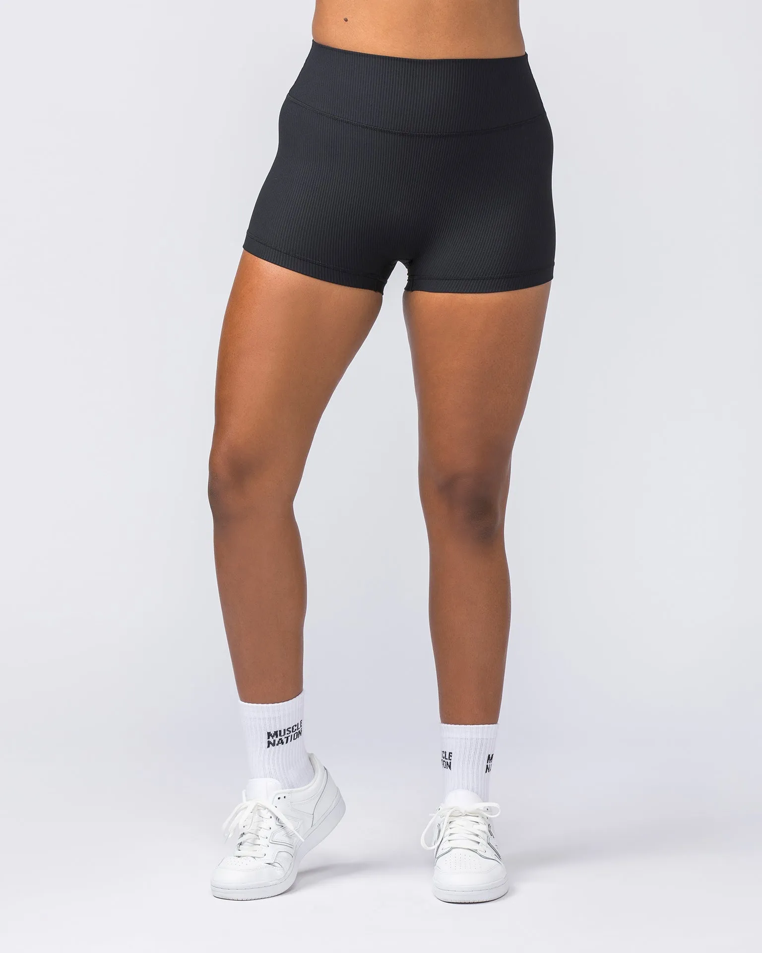 Zero Rise Rib Booty Shorts - Black