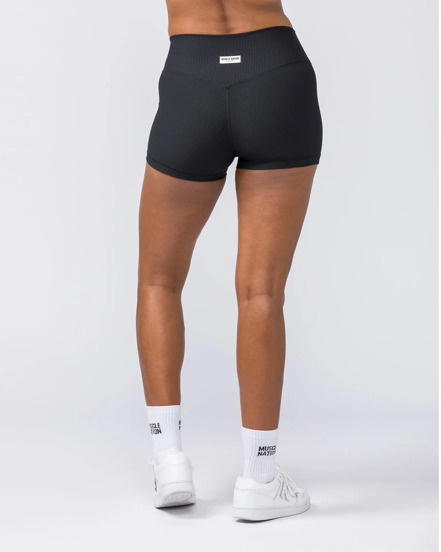 Zero Rise Rib Booty Shorts - Black