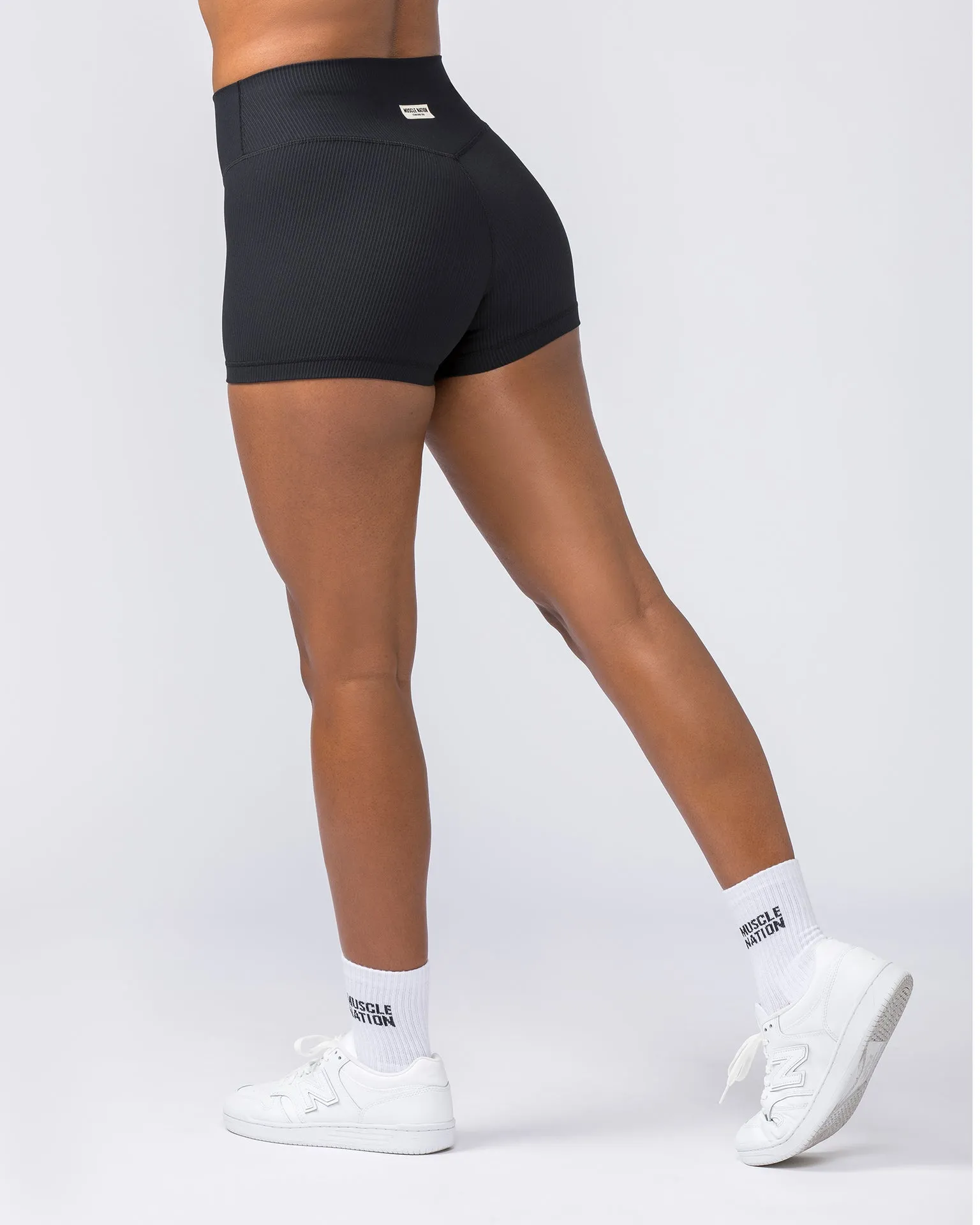 Zero Rise Rib Booty Shorts - Black
