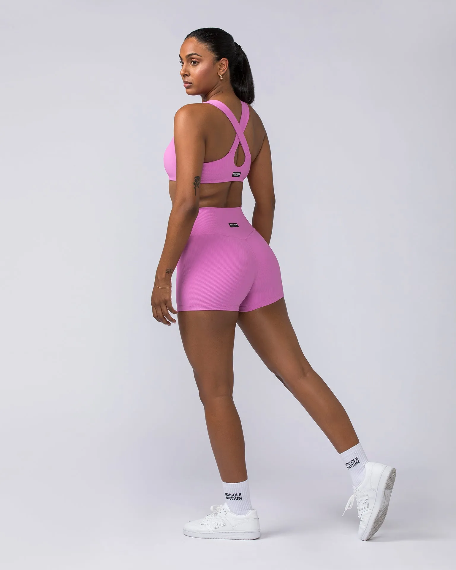 Zero Rise Rib Booty Shorts - Fondant Pink
