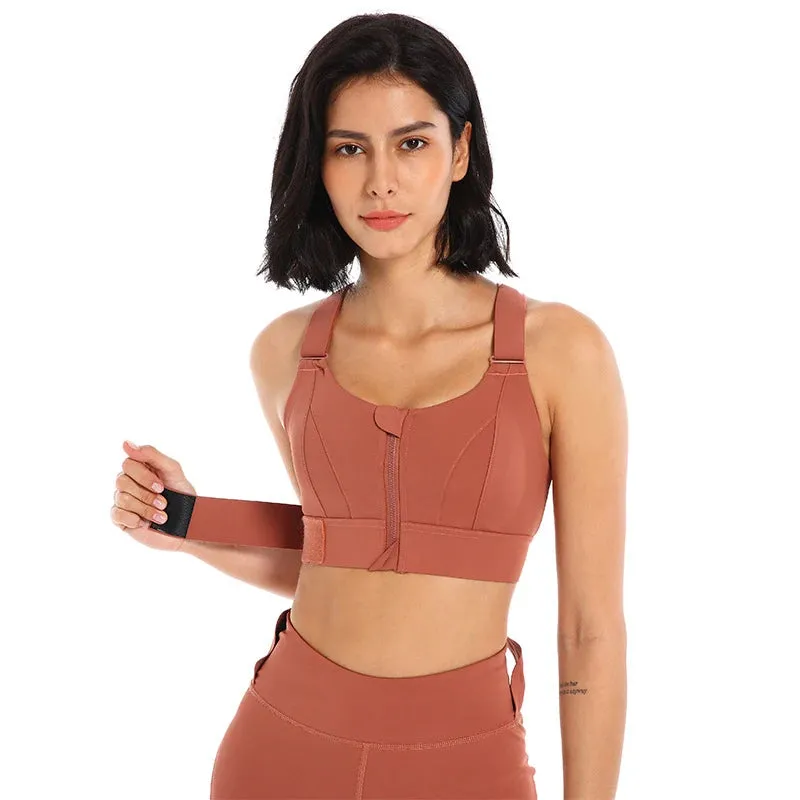 Zipper Front Closure Sports Bra for Women - Beauty Back Yoga Bra