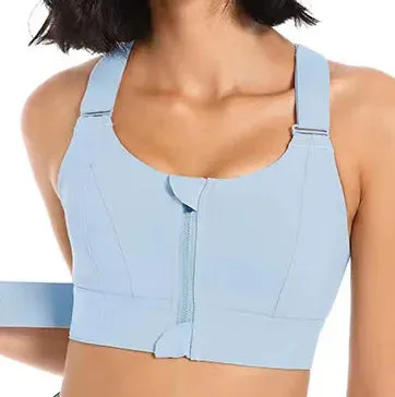 Zipper Front Closure Sports Bra for Women - Beauty Back Yoga Bra