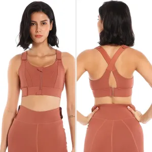 Zipper Front Closure Sports Bra for Women - Beauty Back Yoga Bra