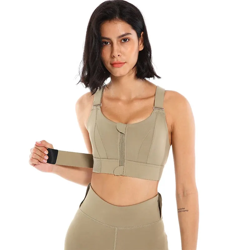 Zipper Front Closure Sports Bra for Women - Beauty Back Yoga Bra
