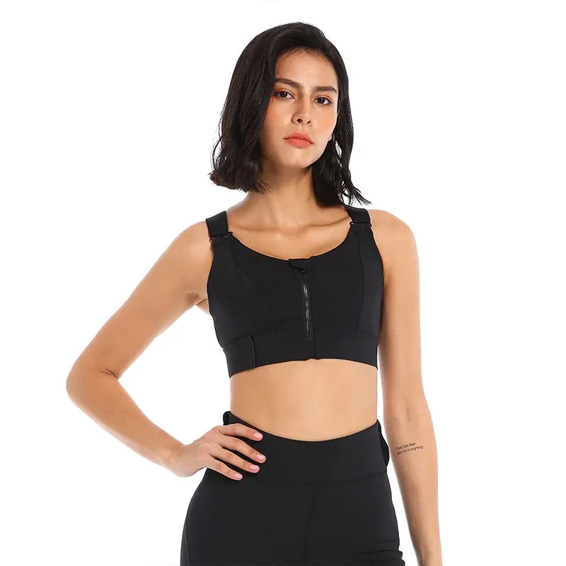 Zipper Front Closure Sports Bra for Women - Beauty Back Yoga Bra
