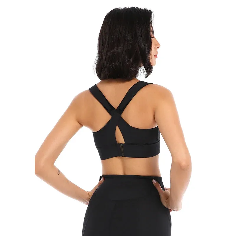 Zipper Front Closure Sports Bra for Women - Beauty Back Yoga Bra